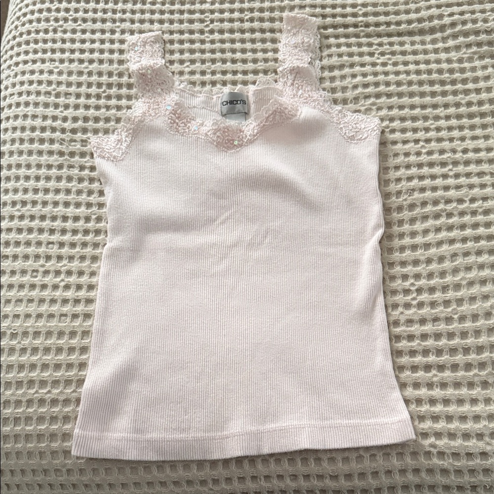 Chico's Soft Pink Lace Accent Tank
